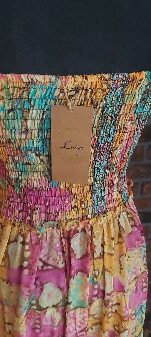 Sukienka jedwabna jedwab asymetryczna boho lato indyjska Luisa