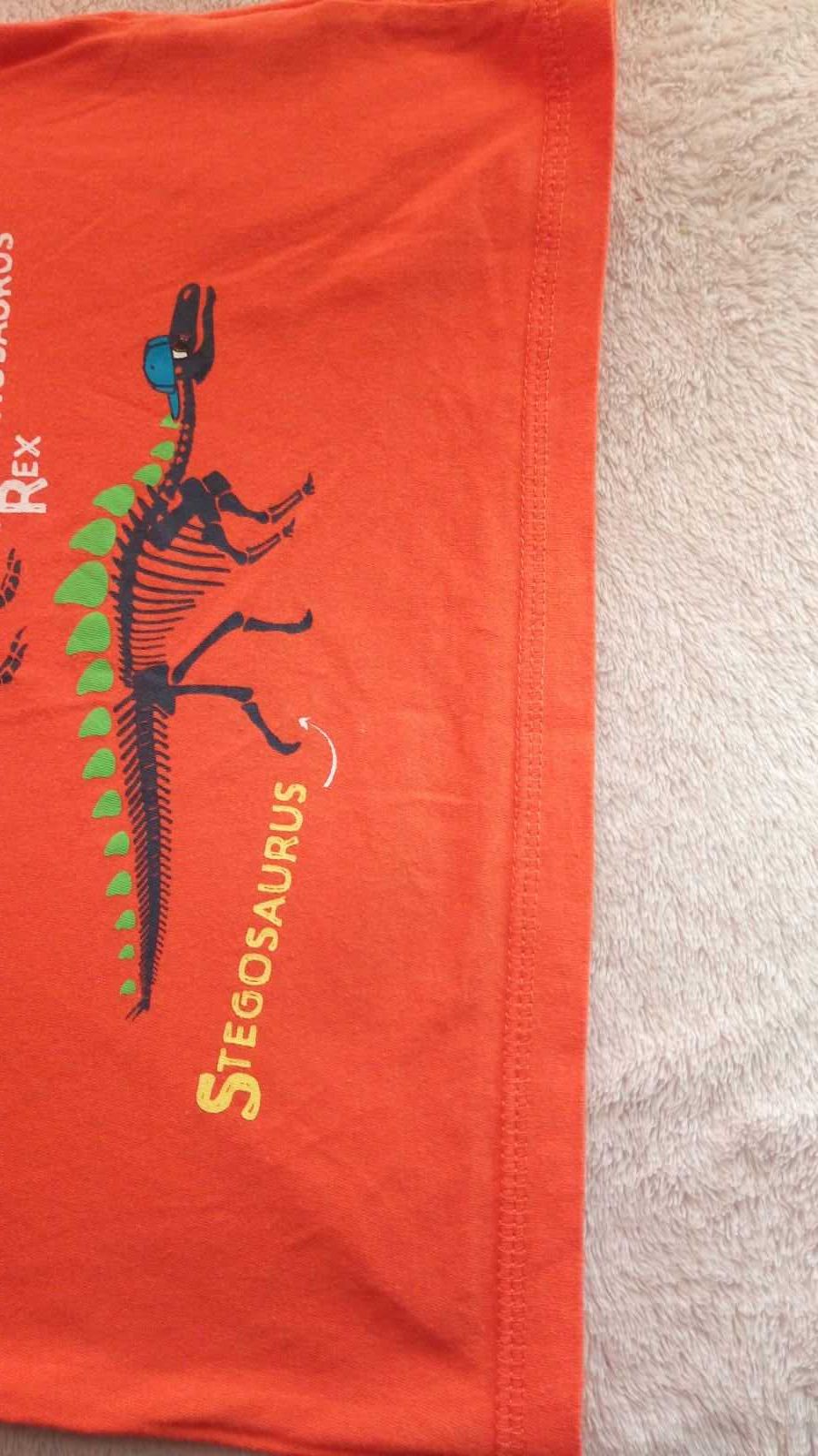 Оранжева футболка для хлопчика  Dopo 128, 7-8 р, динозаври