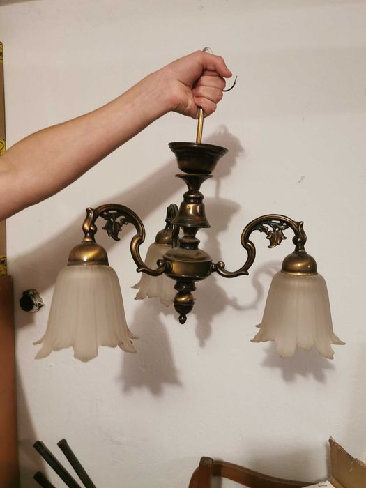 Lampa wisząca / żyrandol ozdobny PRL zlota