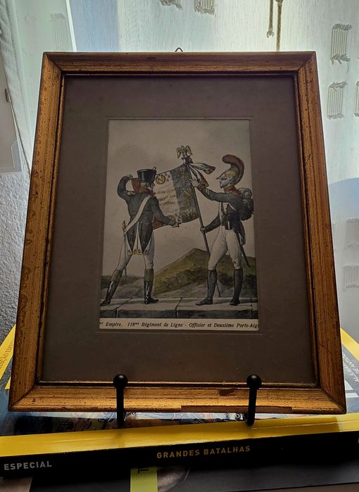 Quadro antigo com soldados napoleónicos