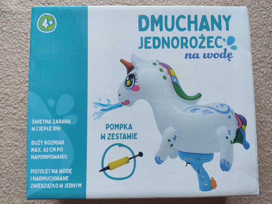 Dmuchany pistolet na wodę JEDNOROŻEC lub DELFIN + pompka DUŻY