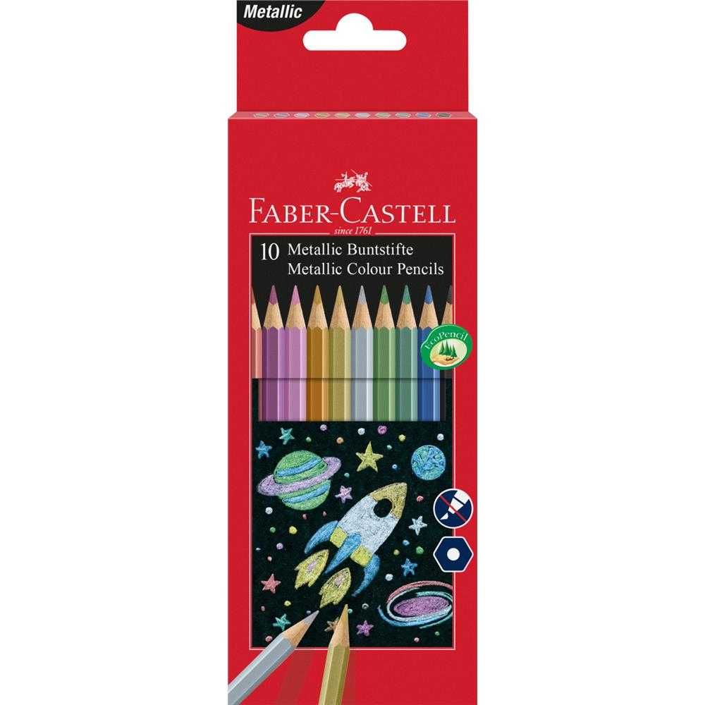 Faber-Castell Kredki ołówkowe metaliczne sześciokątne 10 kolorów