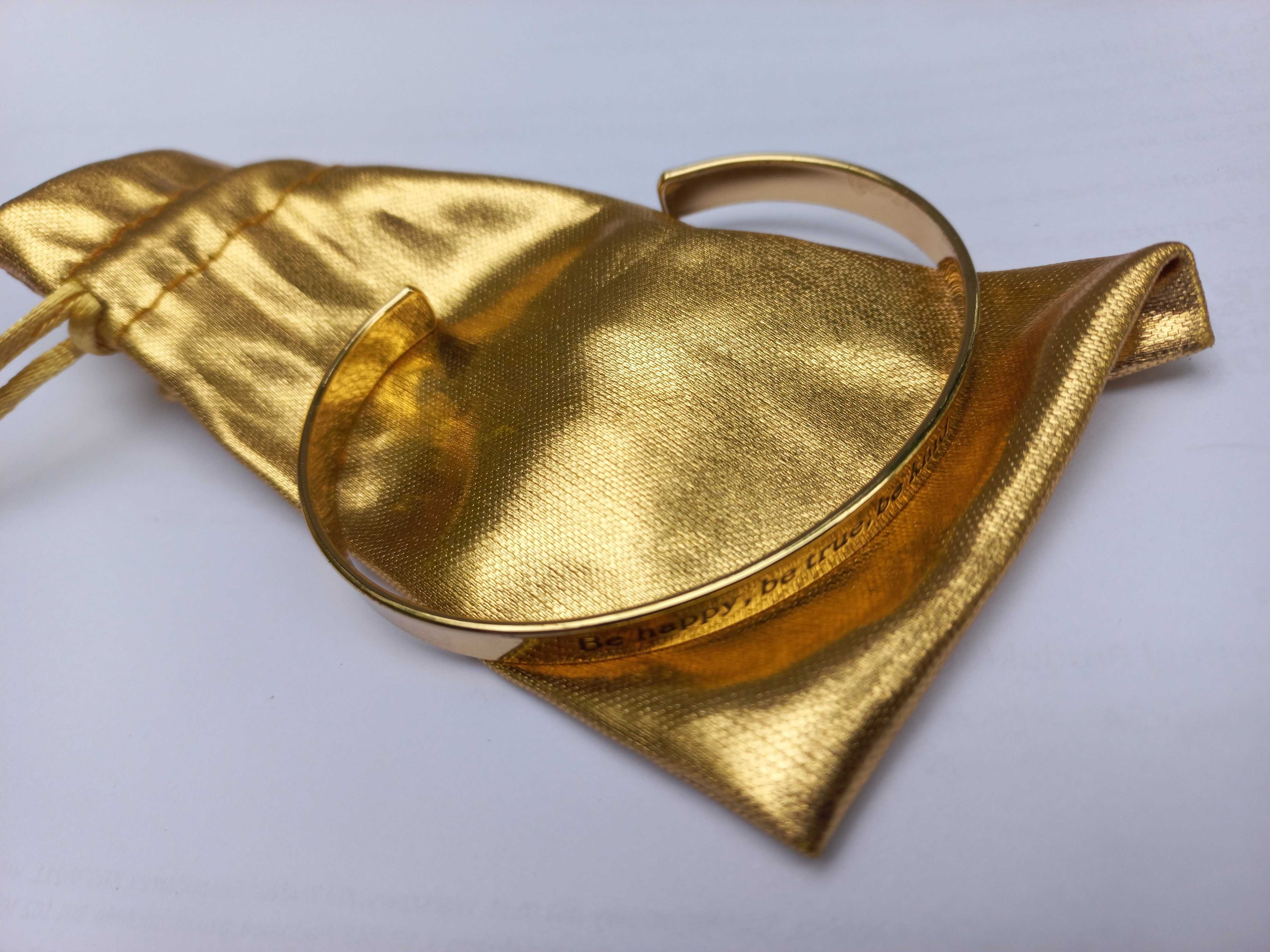Elegancka klasyczna bransoletka sztywna otwarta w kolorze złotym NOWA