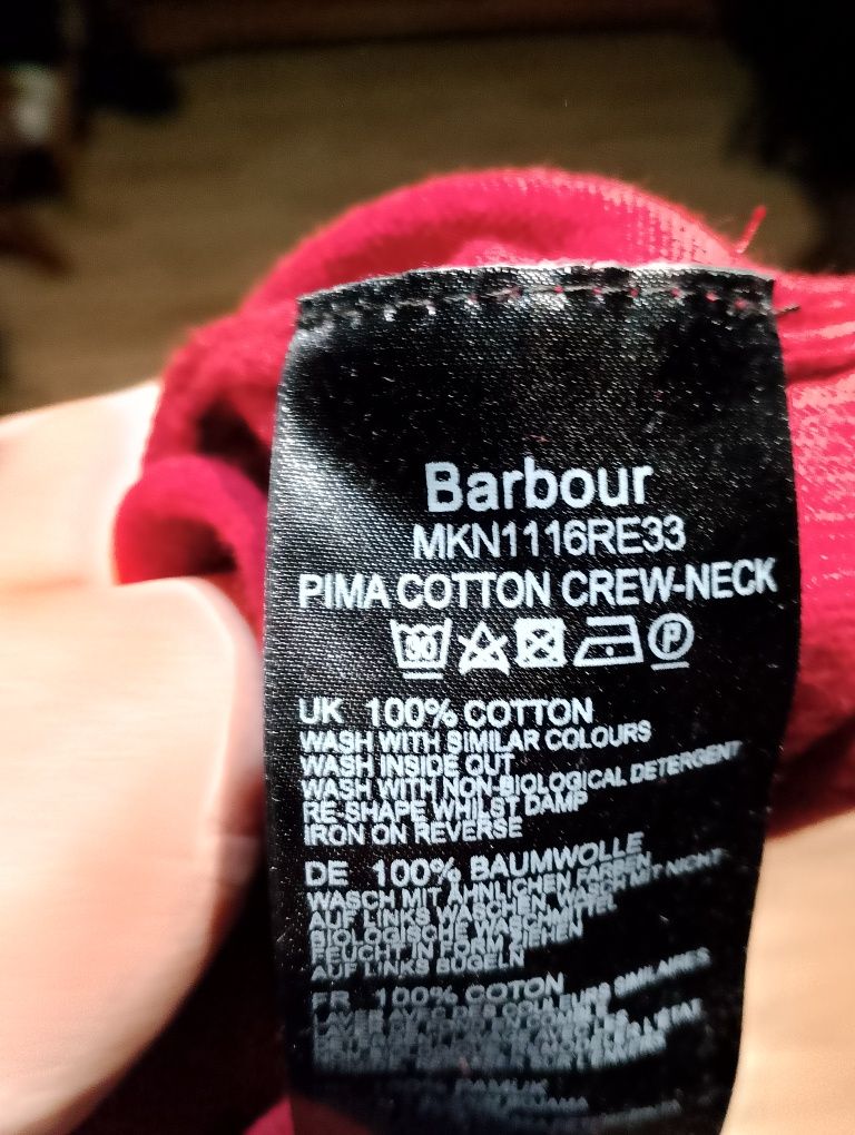 Czerwony Bawełniany Sweter Barbour Pima Cotton Crew-Neck