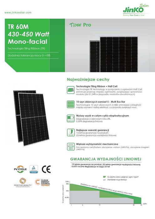 Panel moduł fotowoltaiczny JINKO 440W 6TL4-V czarna rama Half-Cut