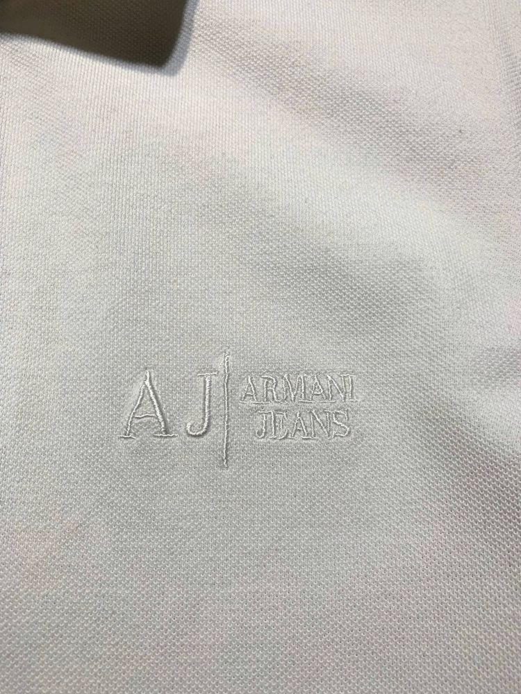 Armani Jeans White Logo поло футболка