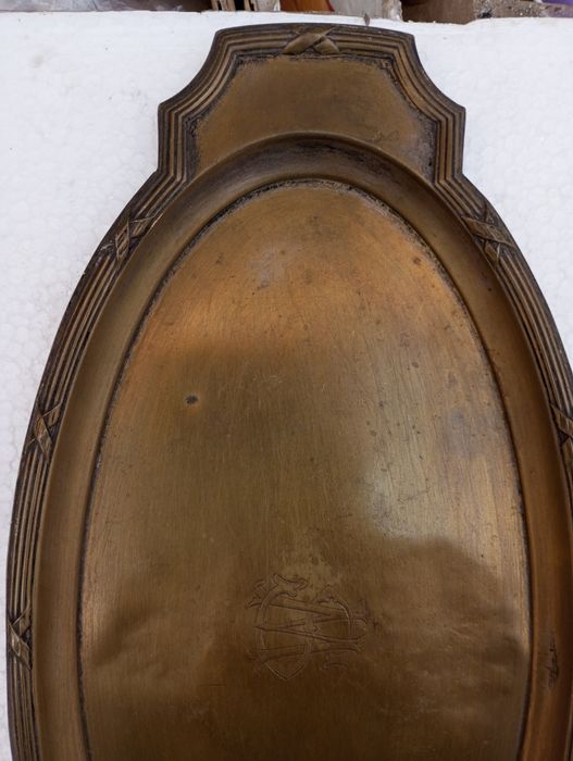 Taca mosiężna, posrebrzana , b. Stara z monogramem