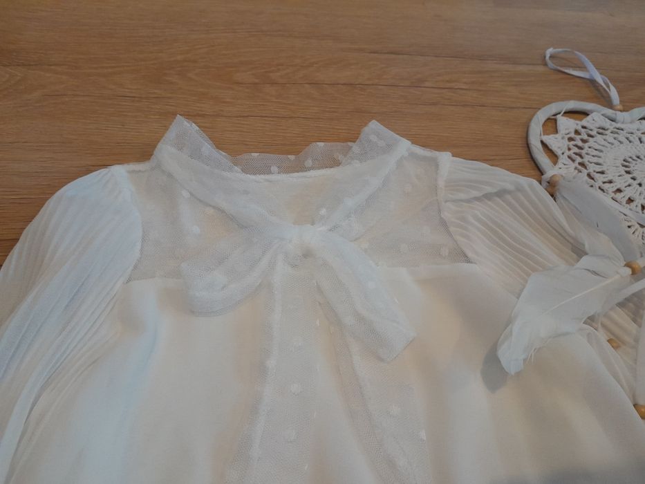 Piękna biała bluzeczka koszulowa elegancka 122 128 lat 8