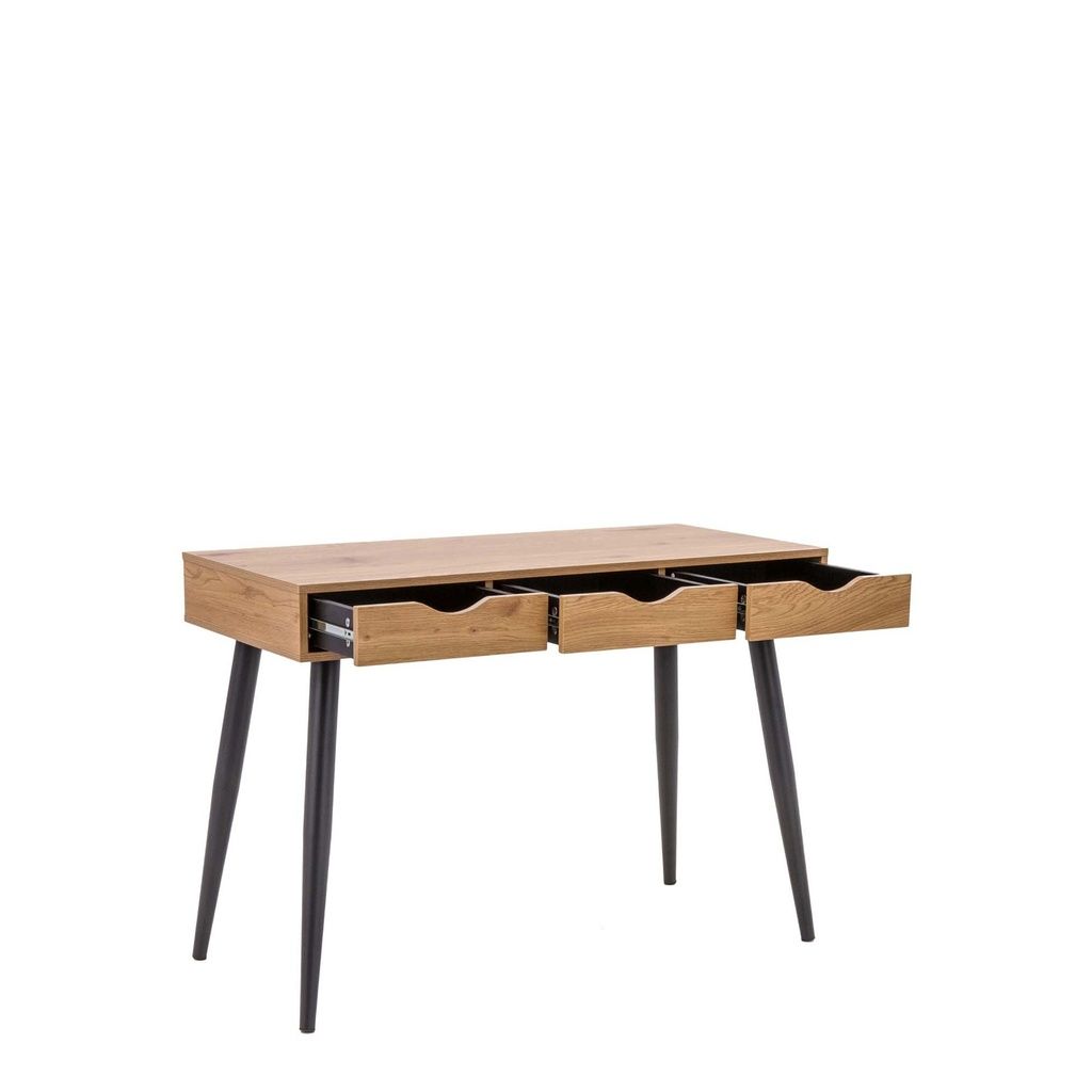 Biurko Exeter trzy szuflady toaletka dąb/czarne LOFT
