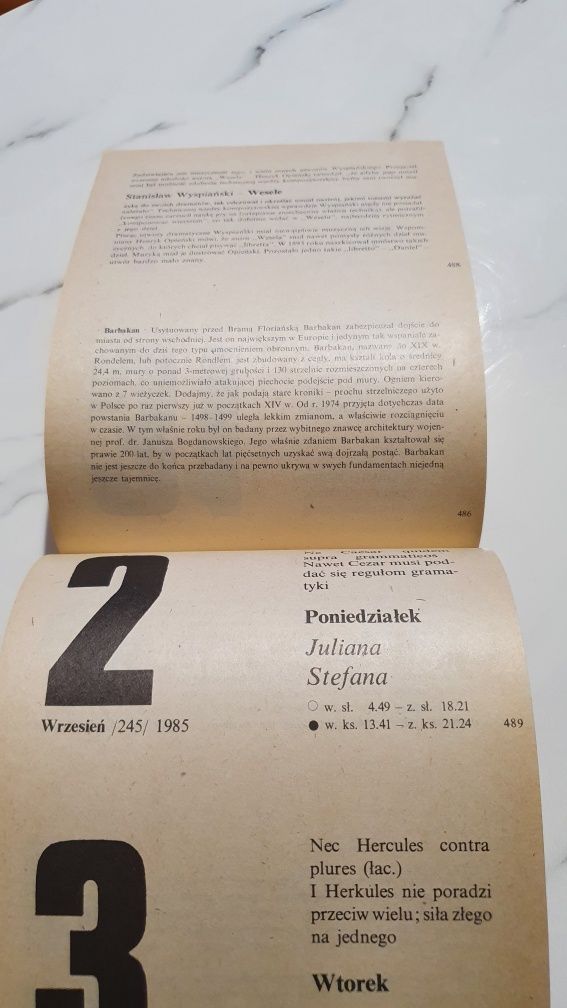 Kalendarz ździerak z 1985r.