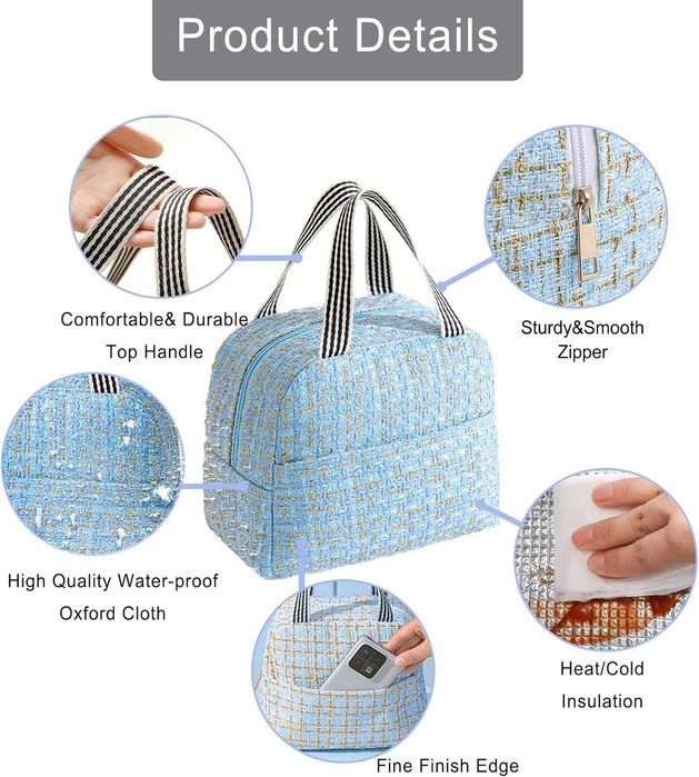 Mała Torba Chłodząca do Pracy Szkoły Piknik Podróż Plaża niebieska