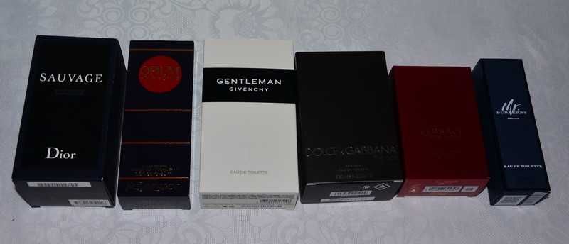 Pudełka po perfumach Dior, Givenchy, Burberry, Versace, YSL