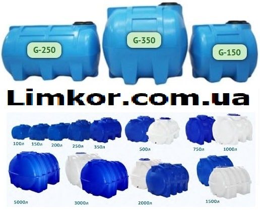 Ємність пластикова, бочка, бак для води 500, 750, 1000 2000, 3000 5000