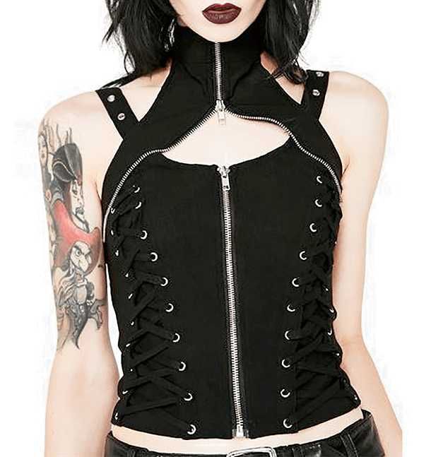 Bluzka goth killstar witch gorsetowa dollskill choker