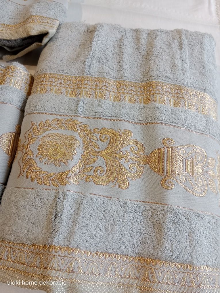 Ręczniki nowe 3szt komplet szare Versace