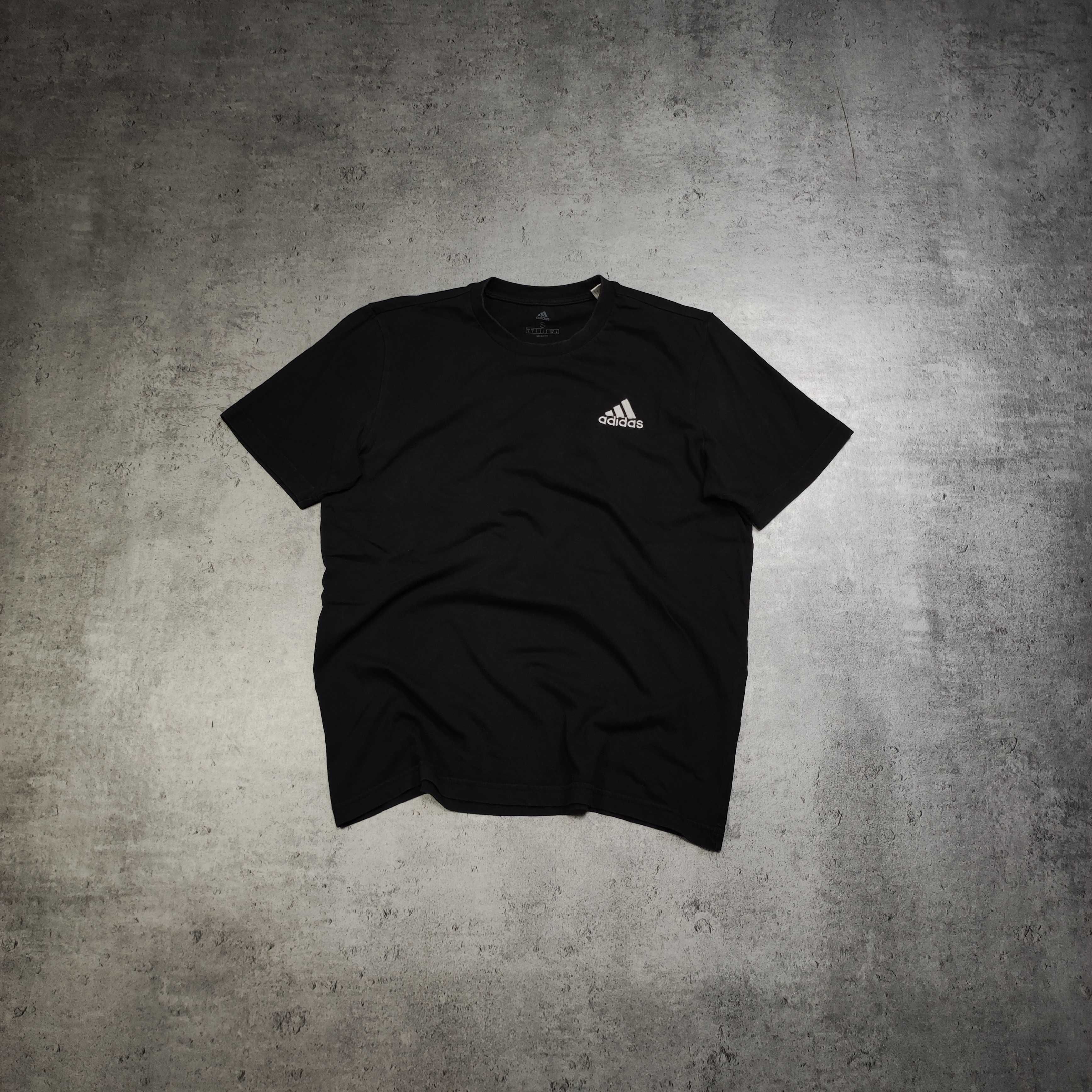 MĘSKA Koszulka PREMIUM Adidas Casual Czarna Bawełna Małe Logo Clima