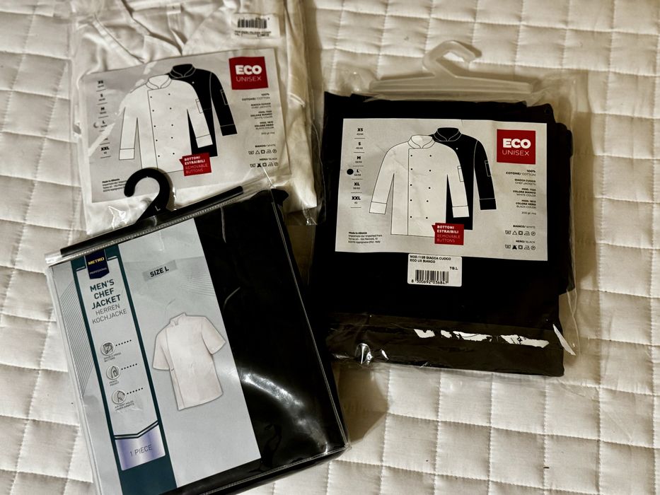 Kitle, fartuchy, koszule, stroje kucharskie męskie L 3 sztuki bawelna