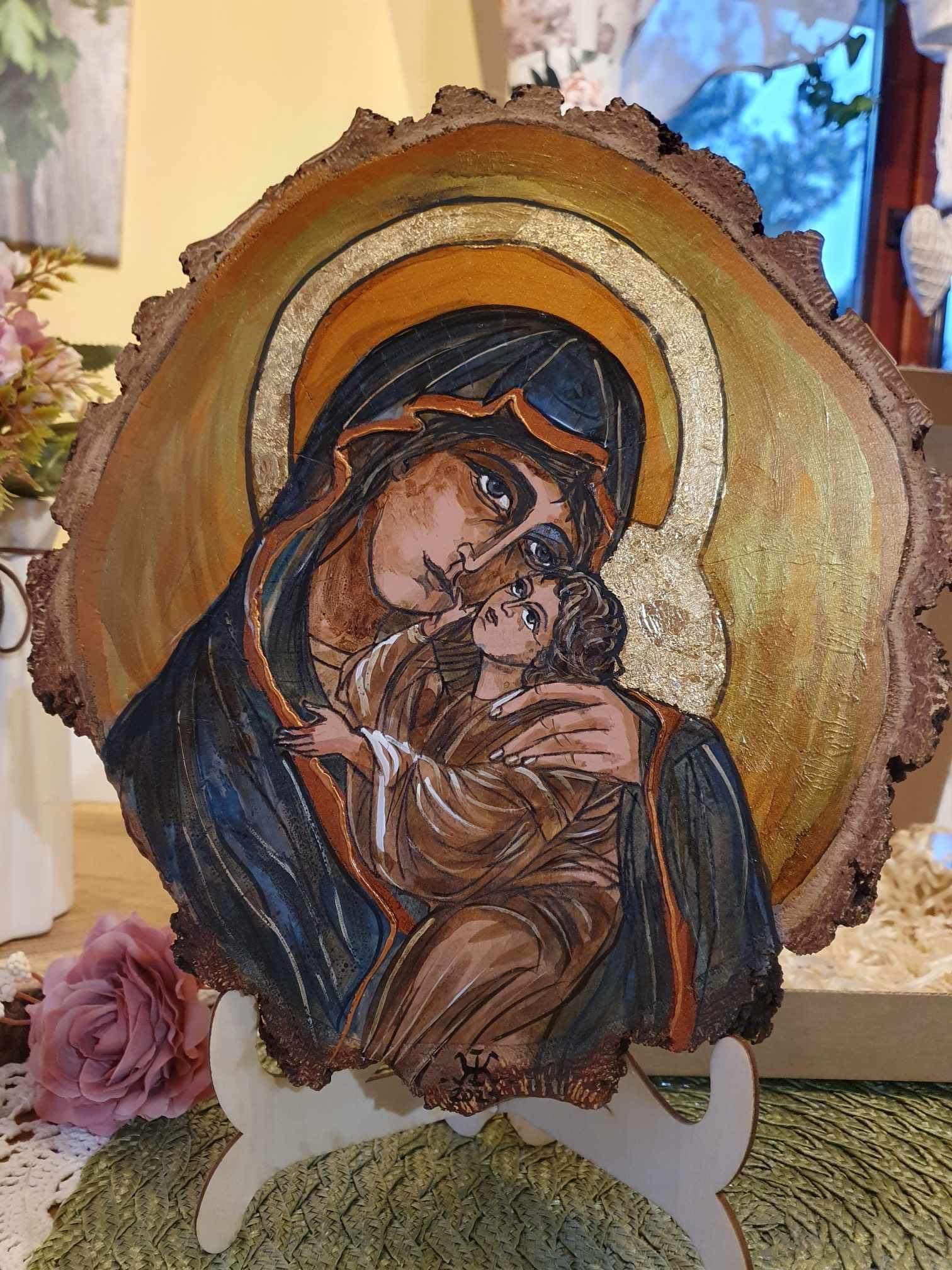 Obraz malowany ręcznie /Maryja z dzieciątkiem