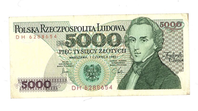 Banknot 5000zl Fryderyk Chopin.