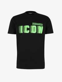 Dsquared2 t-shirt czarny z logo ICON zieleń neon roz. L 100% ORYGINAL