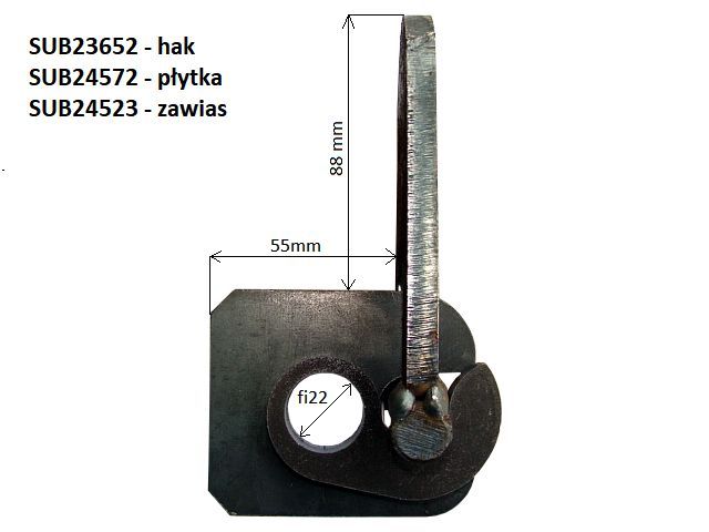 Zawias dolny wywrotka kiper tylna burta fi 22 - PROSTY