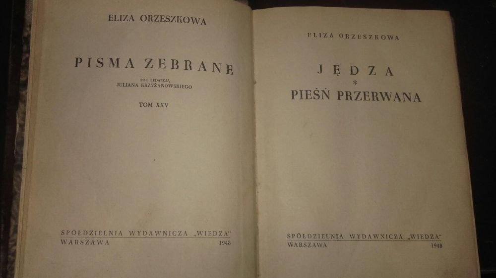 Eliza Orzeszkowa, Pisma zebrane: Jędza. Pieśń przerwana.