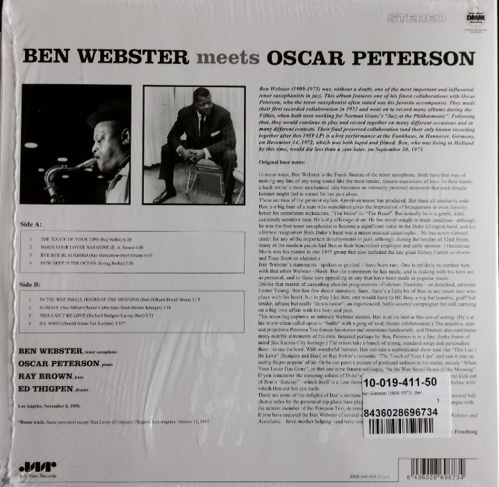 S/S vinyl - Ben Webster Meets Oscar Peterson (180g) (Limited Edition)