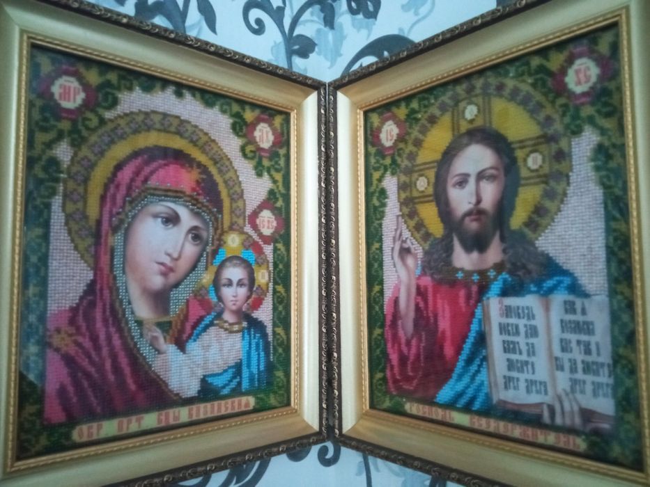 Вінчальні ікони, пара ікон, бісер