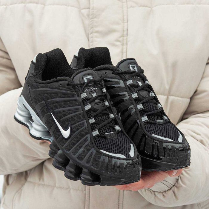 Унисекс черные кроссовки Nike Shox TL чорні кросівки найк шокс тл білі