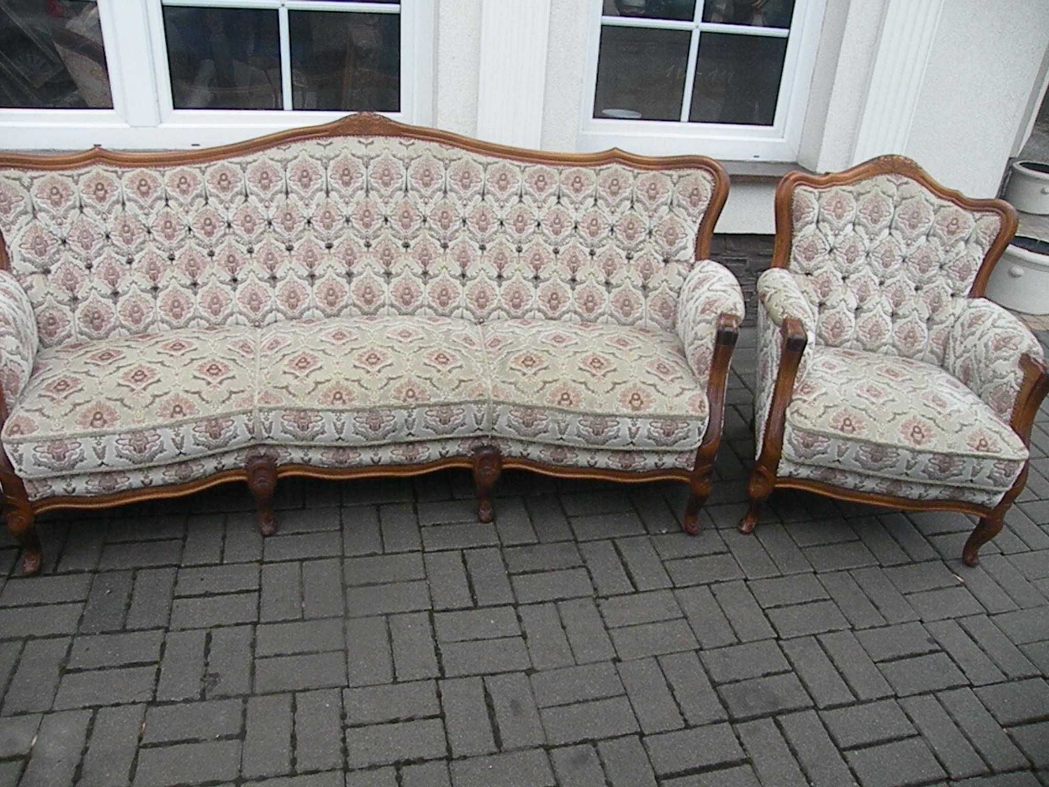 Sofa i 2 Fotele w Stylu Ludwika