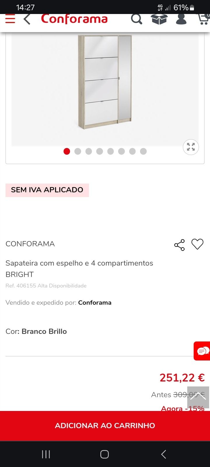 Sapateira com espelho