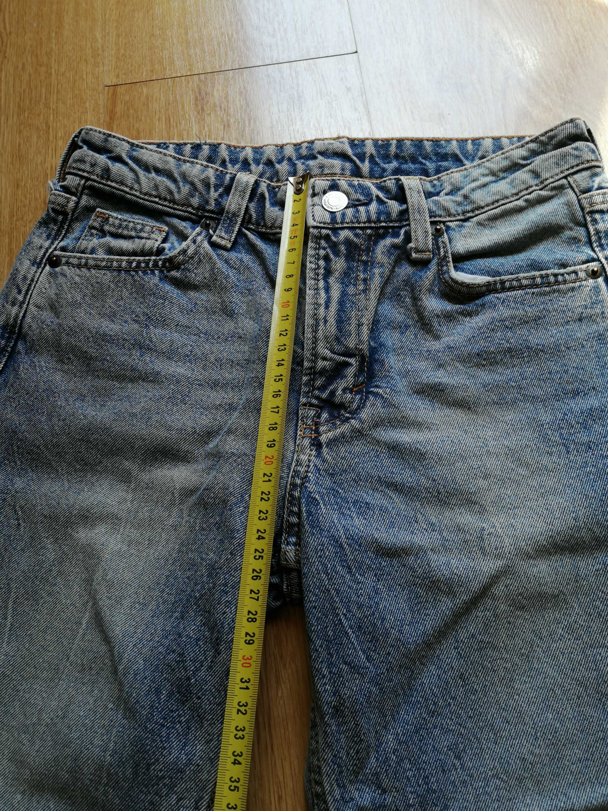 niebieskie jeansy straight mid waist regular fit