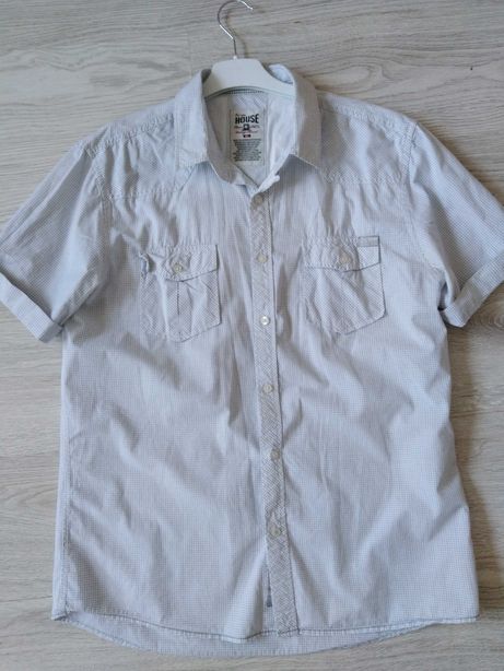House koszula męska XL w kratkę z krótkim rękawem casual bawełna 100 %