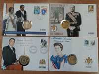 Конверт с монетой и  почтовой маркой Норвегия,Нидерланды,Дания