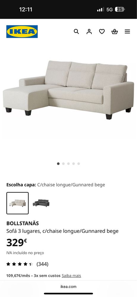 Sofá ikea chaise longue