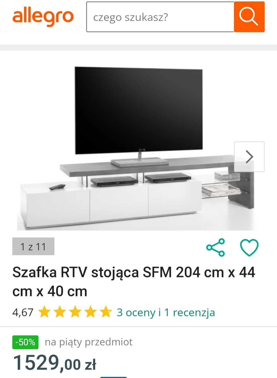 Oryginalna szafka RTV biało- szara.