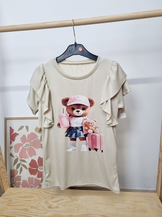 Bluzeczka prążek z falbankami I misiem new collection rozmiar 12 lat