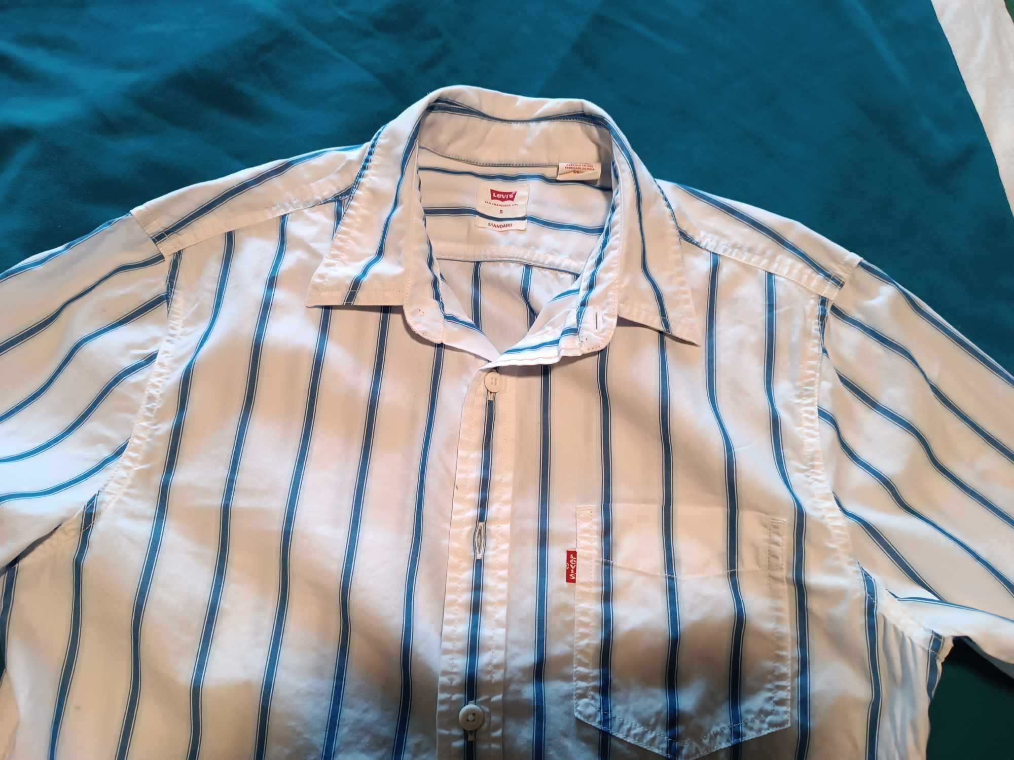 Koszula męska w paski-100% bawełna, logowana jak nowa - S/M - "Levi's"