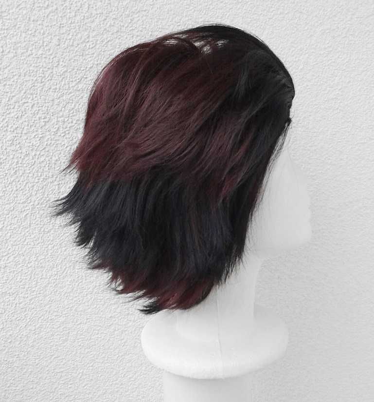 Tanjirou Kamado Demon Slayer cosplay wig peruka czerwona czarna krótka