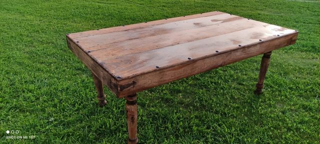 Piekny masywny Loftowy duzy stol z litego drewna do salonu/ na taras