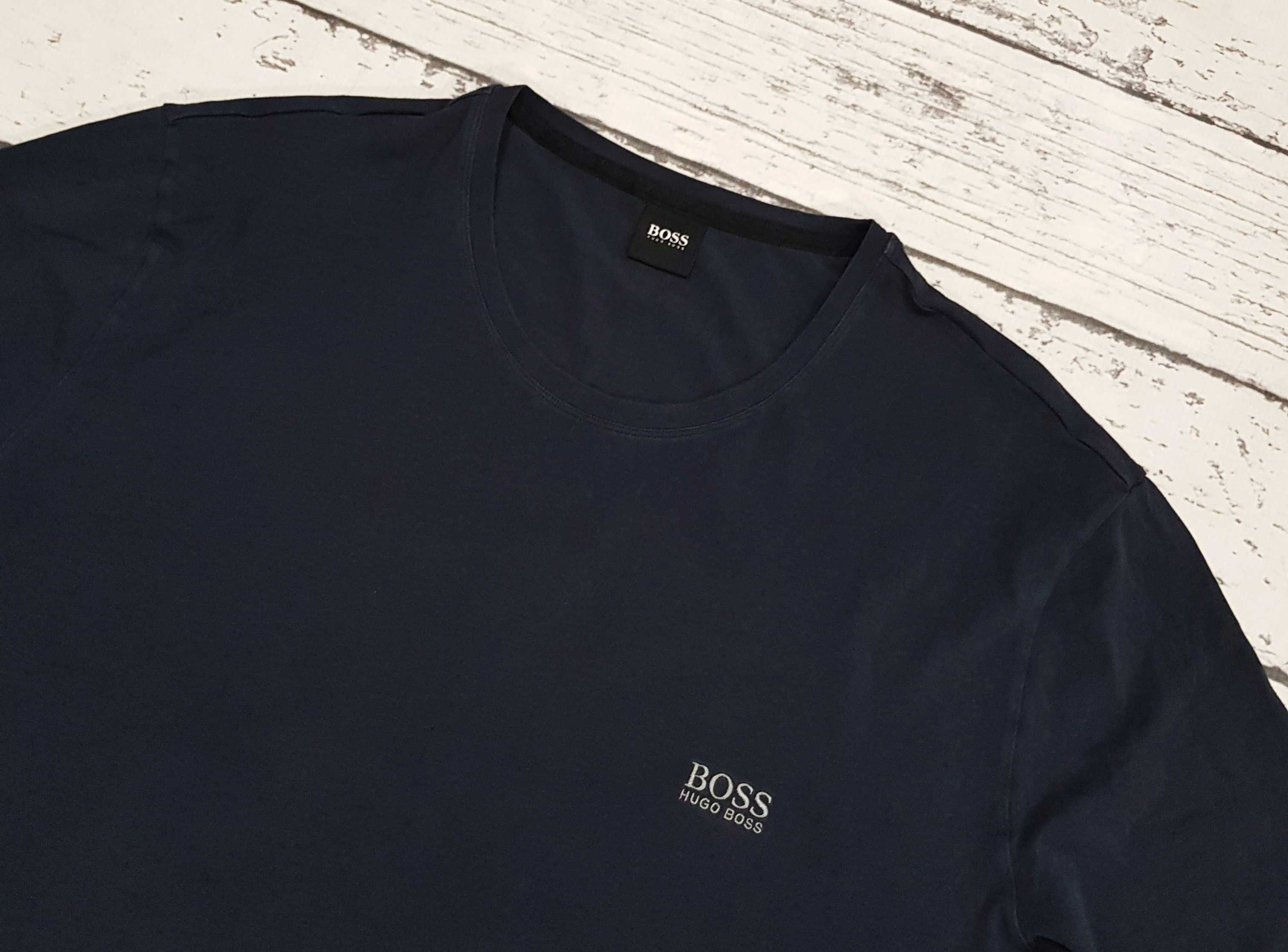 Hugo Boss * koszulka * logo * męska * granatowa * XL