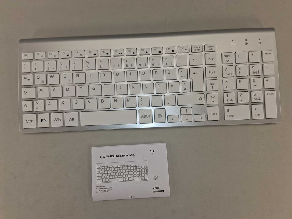 N112 Klawiatura Bezprzewodowa 2.4G Slim Silver KF10 Numeryczna