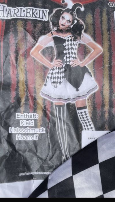 Kostium stroj przebranie roz.S/M Arlekin Colombina Cyrk halloween bal