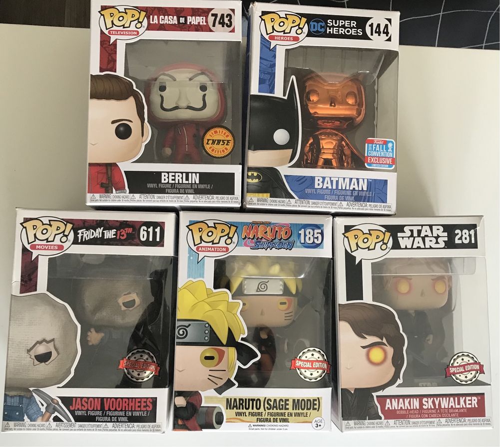 Funko Pop Diversos - Friday 13h, Star Wars, Casa de Papel, Naruto, DC