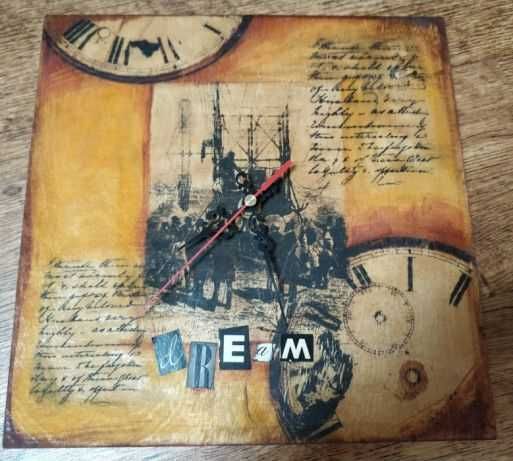 handmade INKLUZ zegar 35x35cm drewniany