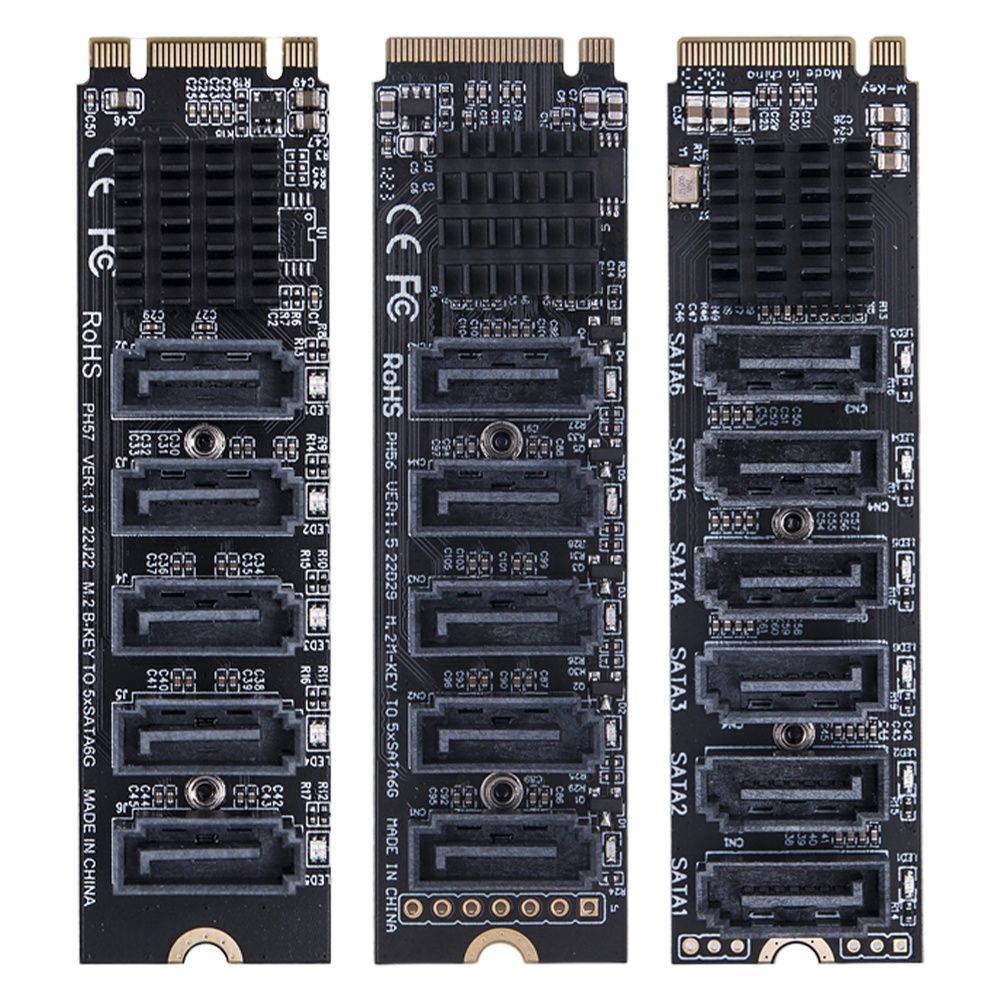Karta adapter M.2 do SATA 3.0 M.2 MKEY PCI-E Karta 6 SATA porów