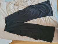 Czarne spodnie dresy wysoki stan z szerokimi nogawkami i kieszeniami