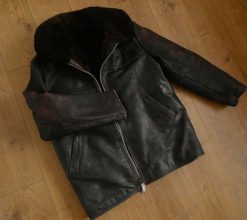 Kurtka skórzana męska skóra PILOTKA Kożuch MILITARY lotnicza L