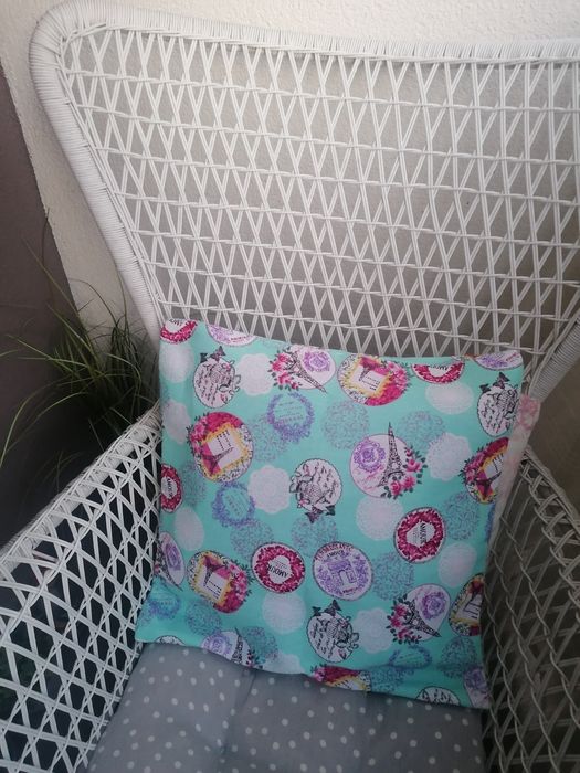 Miętowa romantic poszewka na poduszkę vintage retro flowers Nowa