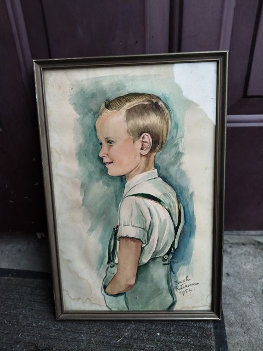 Obraz akwarela Chłopiec autorstwa Joach. Petersen 1952